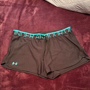 Under Armour Women's Brown Shorts with Teal Waistband